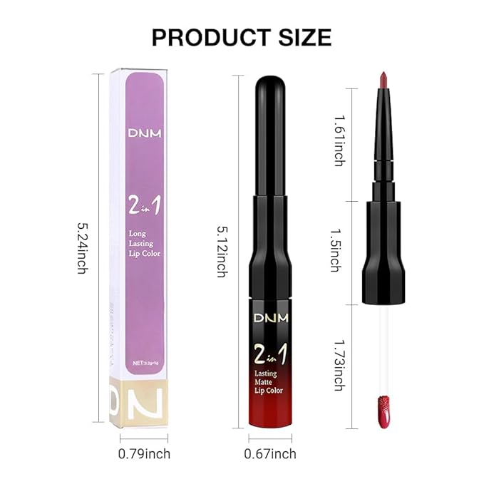 1Pcs 2 in 1 Bright Red Matte Lip Liner and Liquid Lipstick Stain Makeup Set for women, Red Long Lasting Smudge Proof Lip Tint Matte Finish Lip Gloss for All-Day Color Hold Easy to Use 13#
