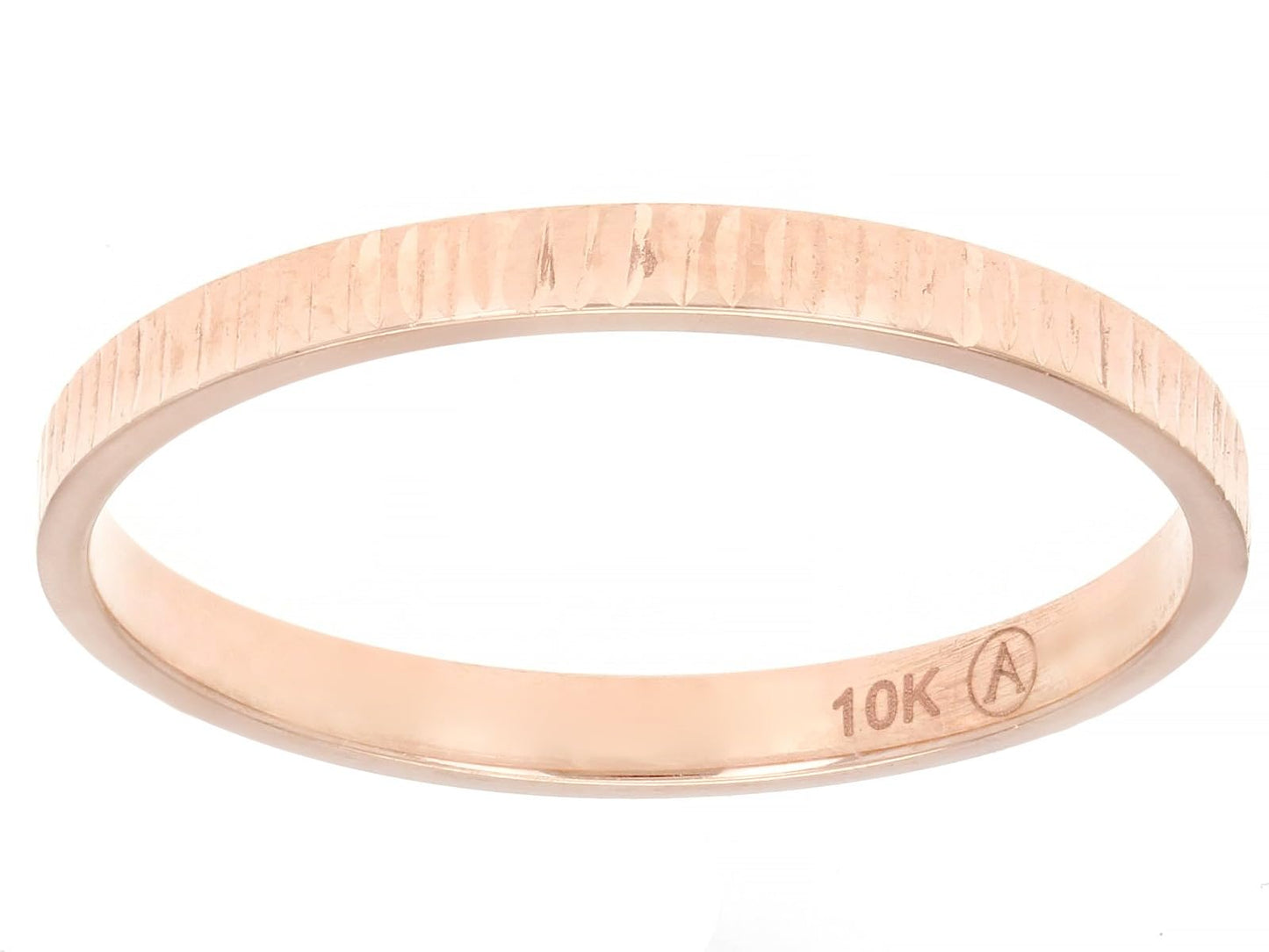 JTV 10K Gold 2 mm Textured Band Ring - Unisex Wedding Band - Elegant, Durable, & Comfortable for Everyday Wear, Anniversary, or Gift - (Rose Gold, 8)