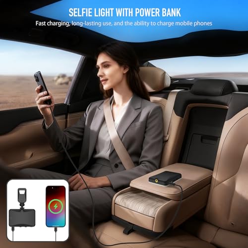 91 LED Portable Charger Selfie Light Video Conference Lighting with Clip & Camera Tripod Adapter Rechargeable 2000mAh CRI 96+, 4 Light Modes for Phone iPhone Webcam Laptop Makeup