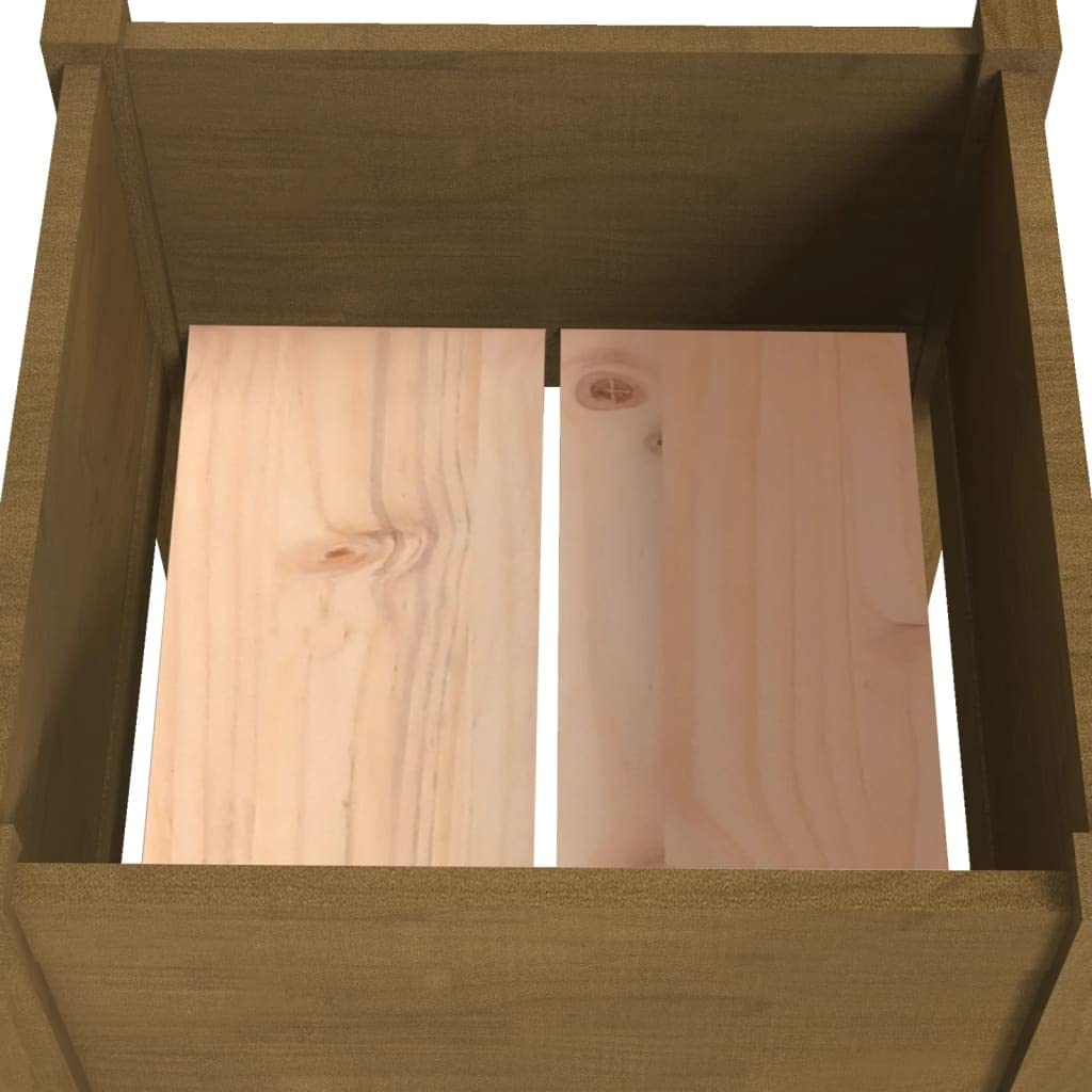 vidaXL Solid Pinewood Garden Planter - Honey Brown, Square Design, Weather-, for Outdoor Use, Easy Assembly, 19.7"x19.7"x27.6" Dimensions