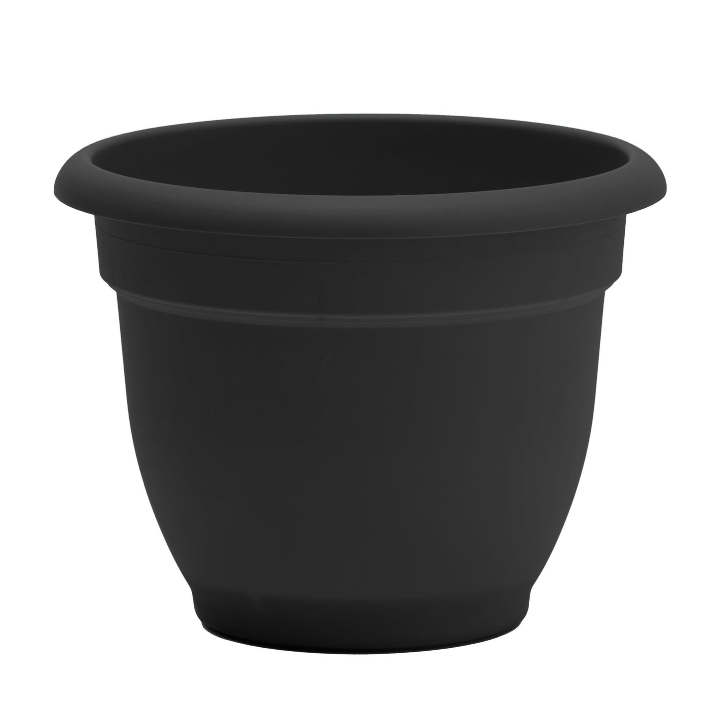 Bloem Ariana 12" Self-Watering Plastic Planter - Rolled Rim Indoor/Outdoor Garden Pot, Black, 2-Pack