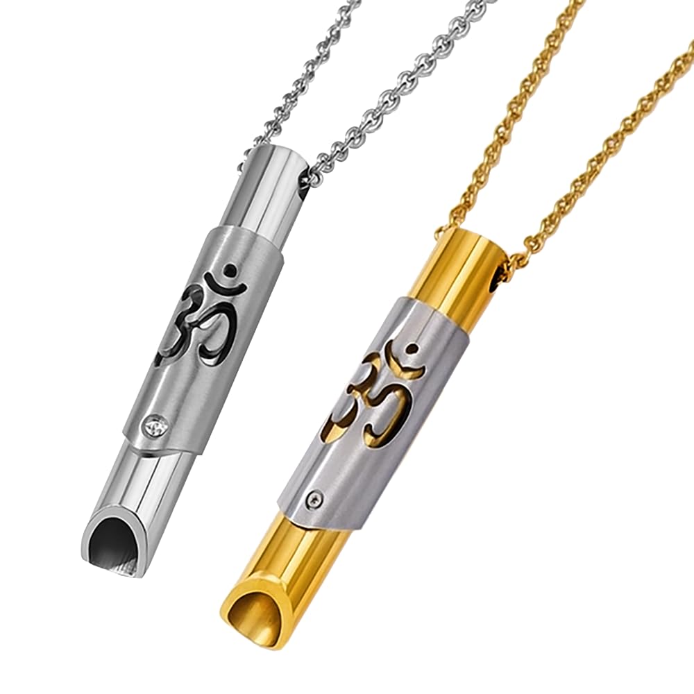 MirMind 2Pcs Breathing Necklace for Stress Relief-Mindful Exhale Tool Anxiety Reduction, Meditation & Relaxation-Stainless Steel Pendant for Deep Mindfulness Breathing-Portable Calm Aid
