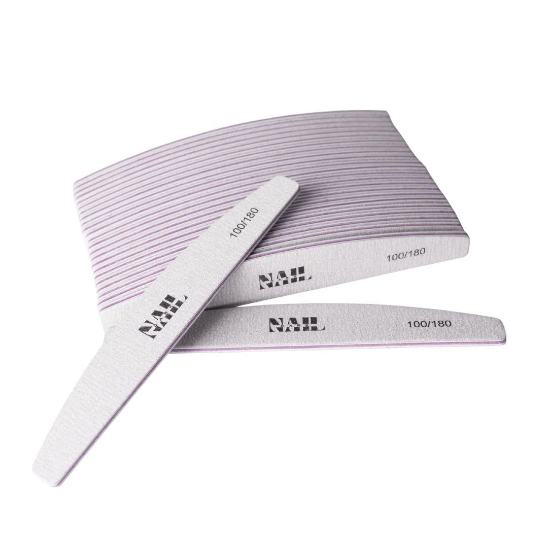 Nail Dark Professional Nail Files 100/180 Grit (Pack of 25) | Ultra-Thin Dual Sided Emery Boards for Manicure & Pedicure | Strong, Flexible Salon Grade Nail Shaping Tools (Pack of 25)