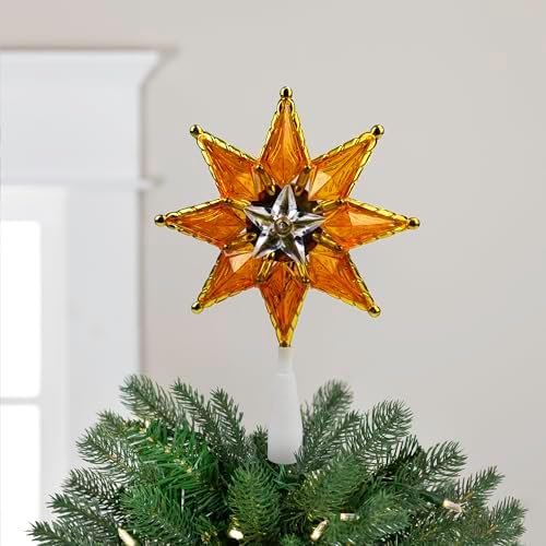 Mosaic Star Christmas Tree Topper - 8" - Clear Lights