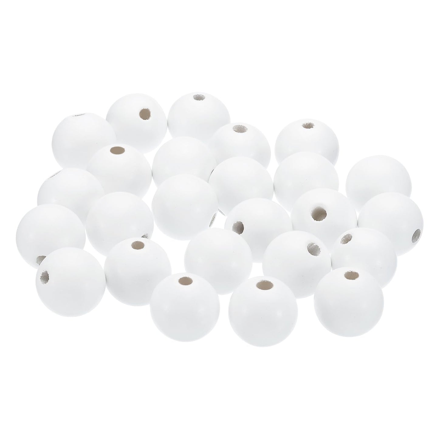 PATIKIL 30mm White Wooden Round Beads, 25 Pack Loose Beads for DIY Craft Jewelry Making Home Decoration