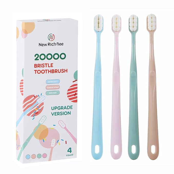 [Upgrade Version 4 Pack Micro Nano Extra Soft Toothbrush for Adult,20000 Soft Bristle Toothbrush for Sensitive Teeth or Gum Clean Effectively，Especially for Pregnant or Elderly.