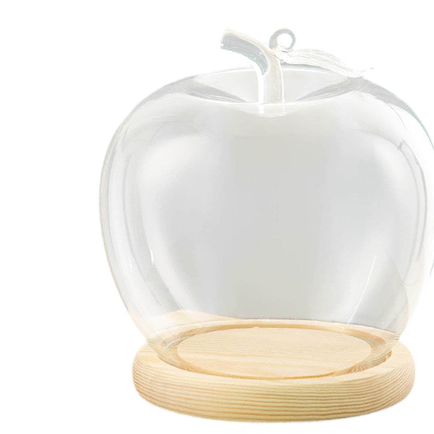 Clear Glass Dome Jar with Wooden Base Decorative DIY Flower Craft Tabletop Display Dia 3.5inch for Home Decor Valentine's Day, Beige