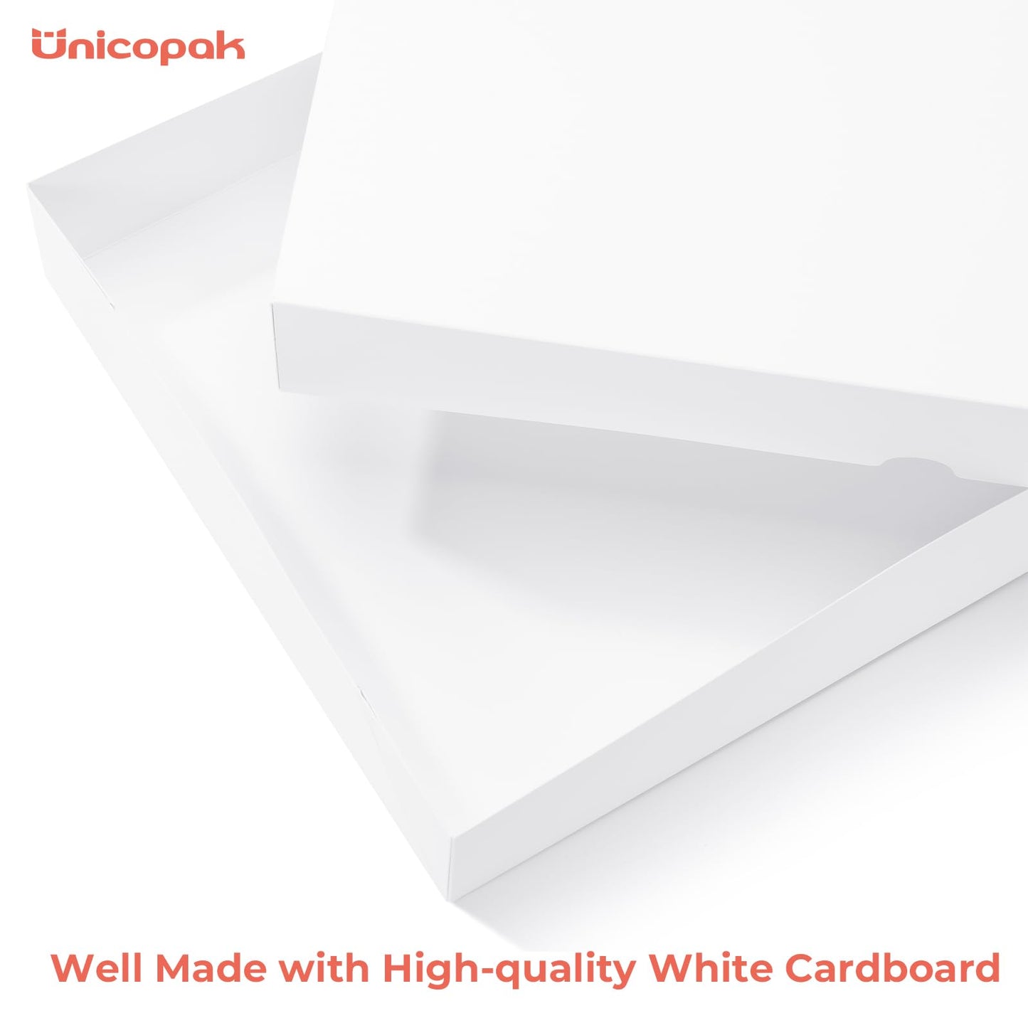 UnicoPak 12 Pack Medium White Cardboard Gift Boxes with Lids for Presents, Gift Boxes for Clothes, Shirt Boxes, 14.25x9.5x2 Inches
