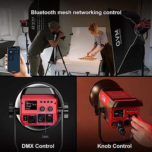 GVM 200W LED Video Light, 2700K-6800K Continuous Output Lighting LED COB Light with DMX/Bluetooth App Control, YouTube Studio Light for Film Recording Photography, CRI 97+ - size: 200W