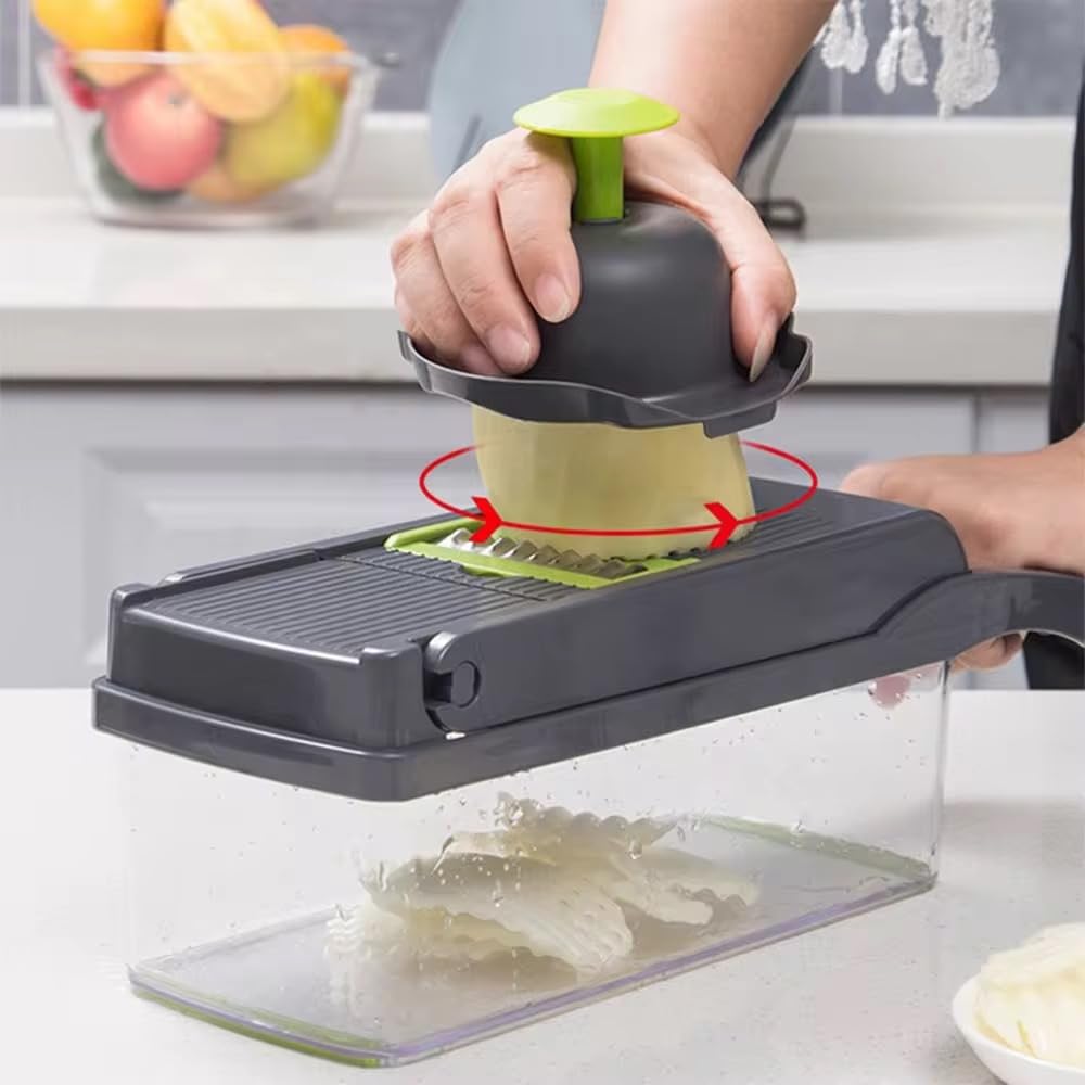 SERTIN 16-in-1 Vegetable Chopper & Slicer - Multifunctional Kitchen Food Cutter for Onion, Salad, Fruit with Adjustable Dicer and Storage Container，Kitchen Gadgets and Essentials.