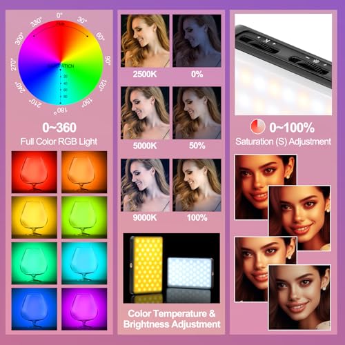 120 LED Cell Phone Selfie Lights - 3 Light Modes, 10-Level Brightness, 5000mAh Rechargeable Battery, Clip-On Fill Light for iPhone, Android, Laptop, Vlogging, TikTok, Video Calls, Makeup