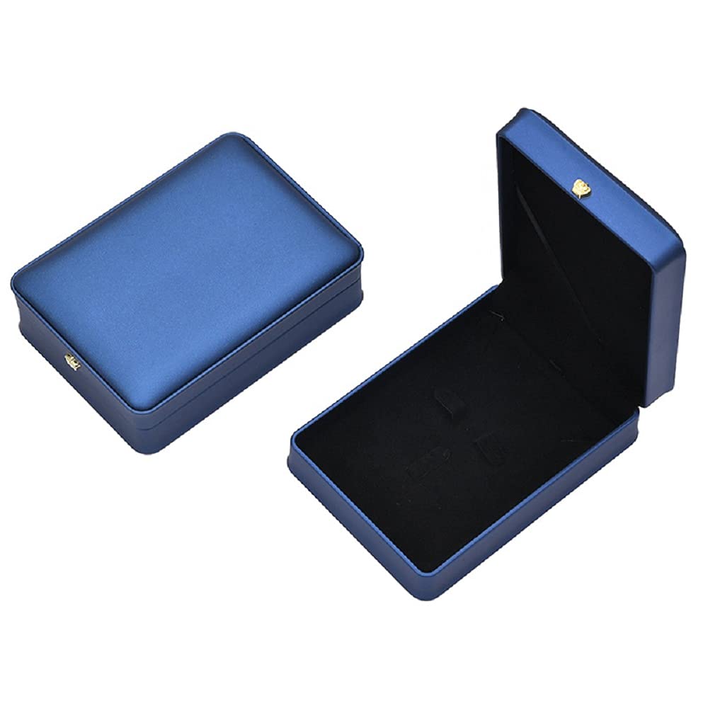 JunningGor Wedding Jewelry Set Premium Leather Box Necklace Earring Ring Display Case Storage Holder (Blue)
