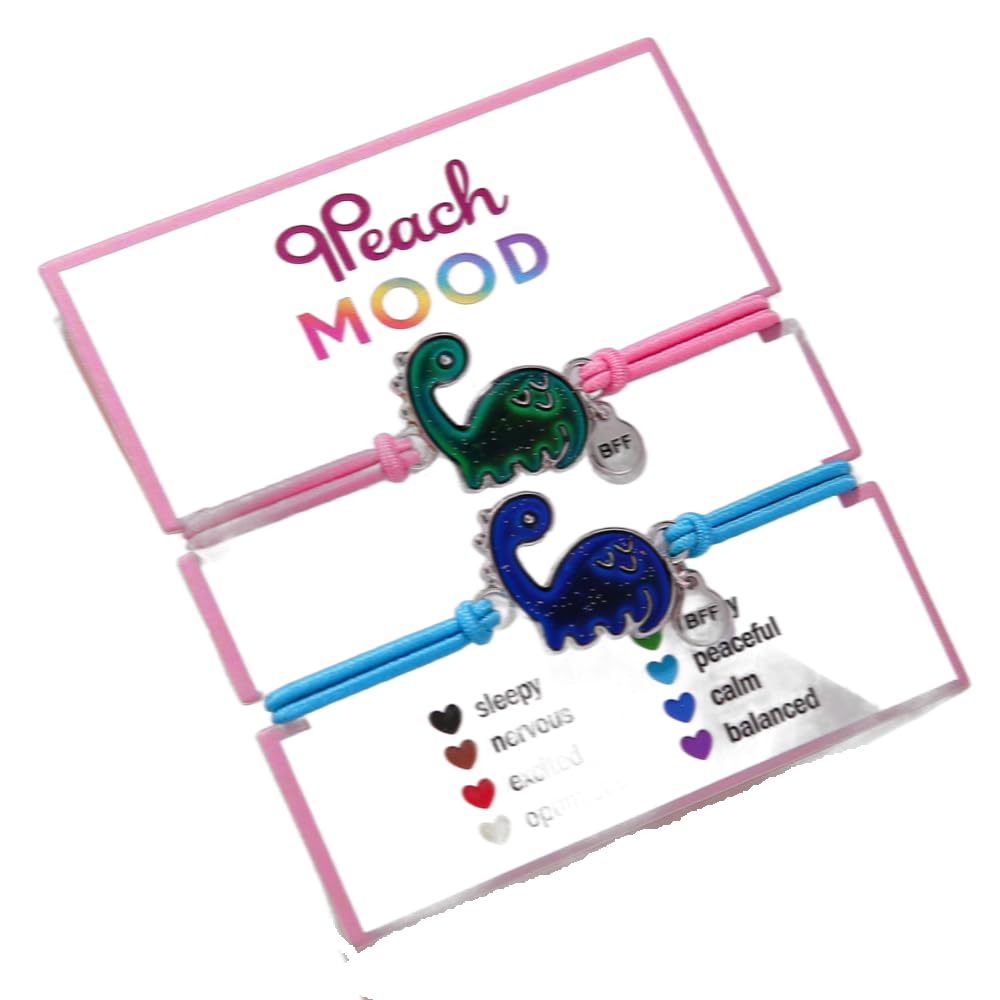 Dinosaur Frog Turtle Dragon Color Changing Mood Bracelet Set for Women Emotion Feeling Temperature Sensing Wrap Bracelet with Card Friendship Jewelry-Dinosaur