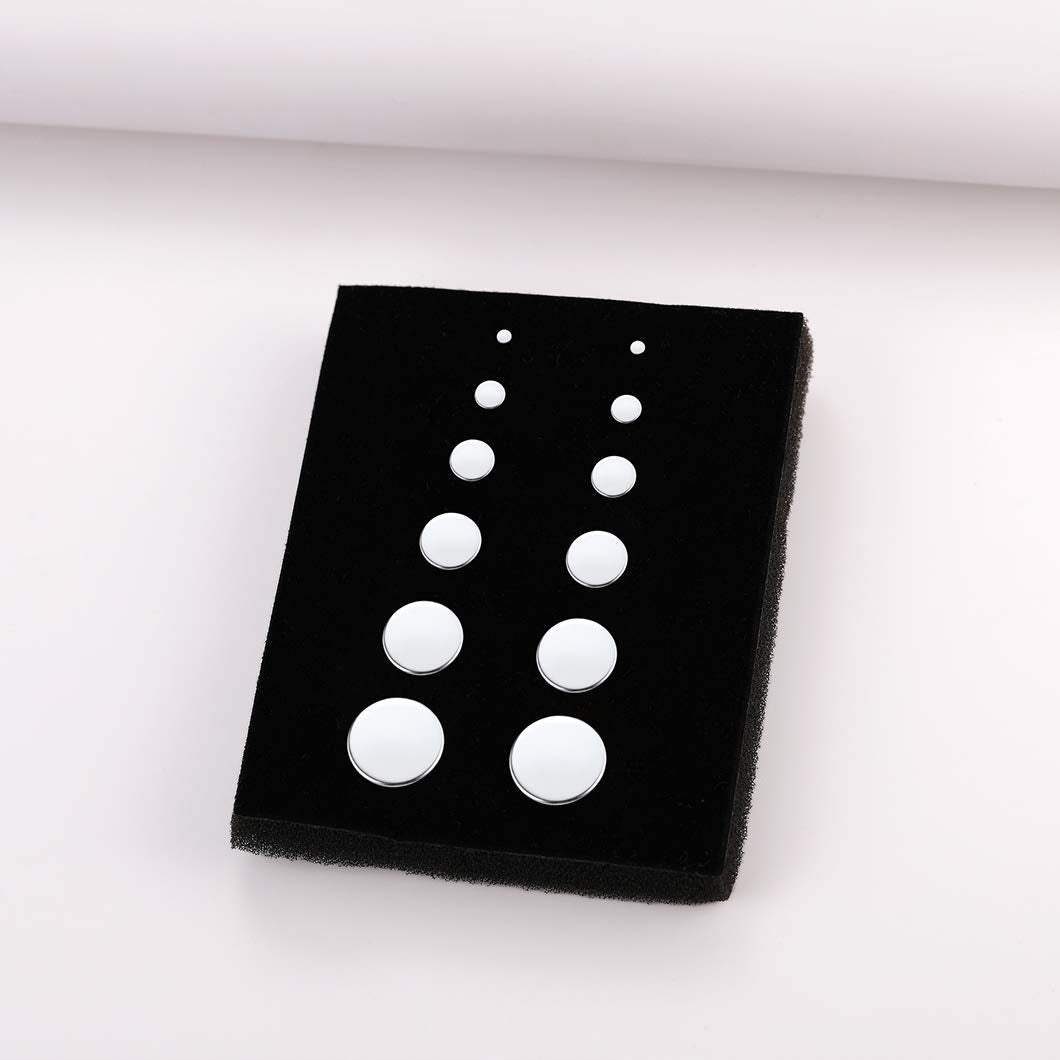 Mens Womens Round Stud Earrings Set 6 Pairs Stainless Steel Ear Piercing Hip Hop Style Earring Jewelry