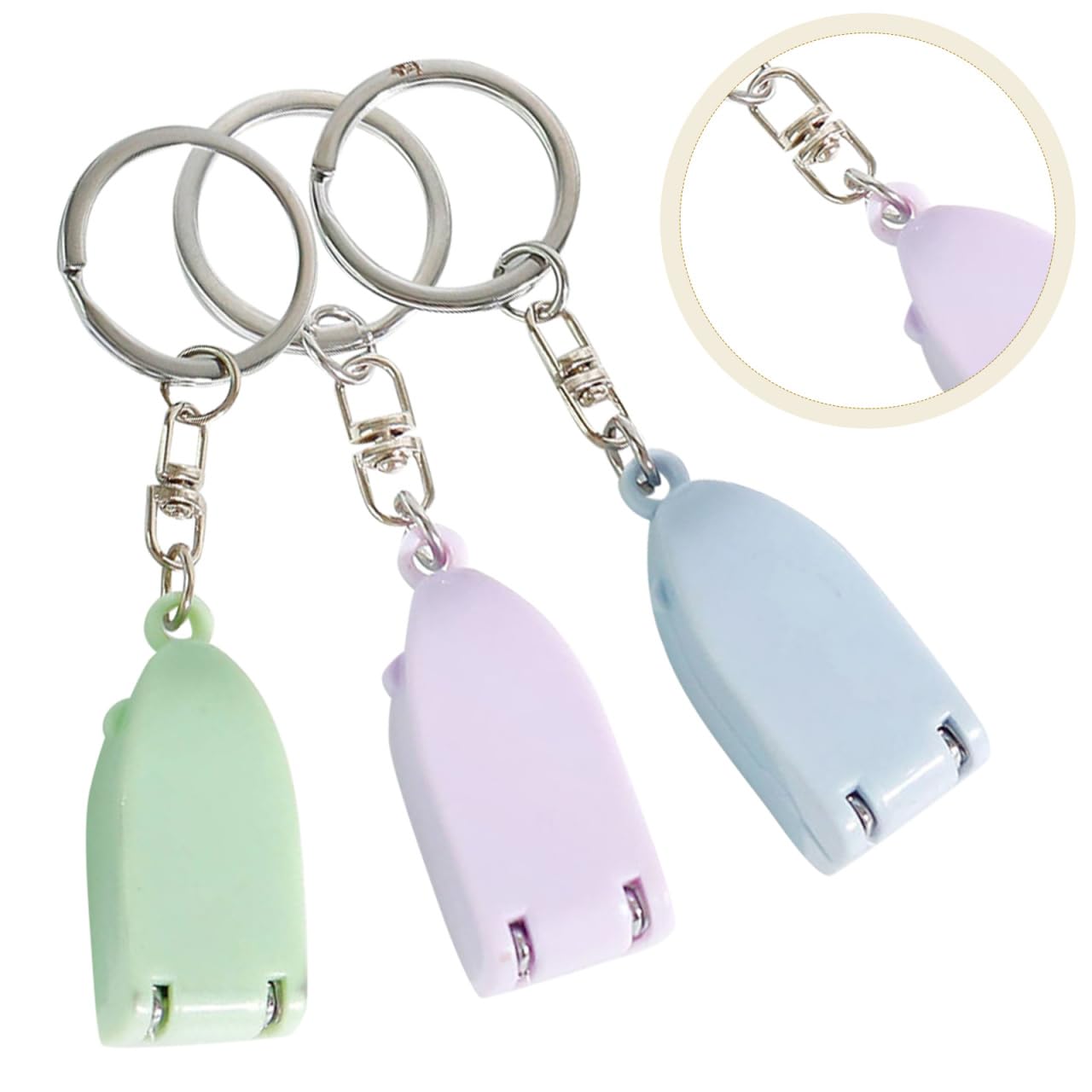 FRCOLOR Mini Foldable Nail Clippers with Keychain Portable Manicure Tool Set of 3 for Fingernail and Toenail Grooming Cute Cartoon Design Easy Travel Storage