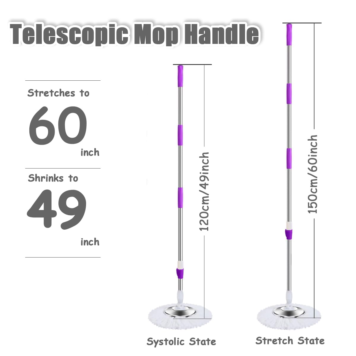 Extended Spin Mop Replacement Mop Handle