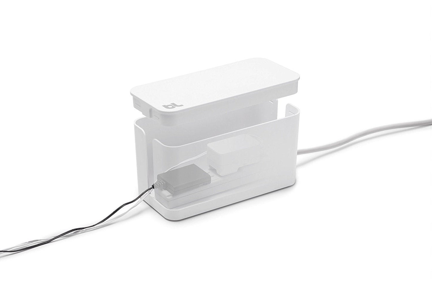 Bluelounge CableBox Mini White - Cable Management - Small Surge Protector Included