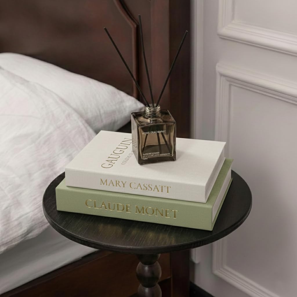 Premium Linen Faux Book Box Set of 2: Aesthetic Book Safe with Hidden Storage for Living Room Console Table & Bookshelf Decor, Home Organizer, Green & Beige, Tallest 10.67in