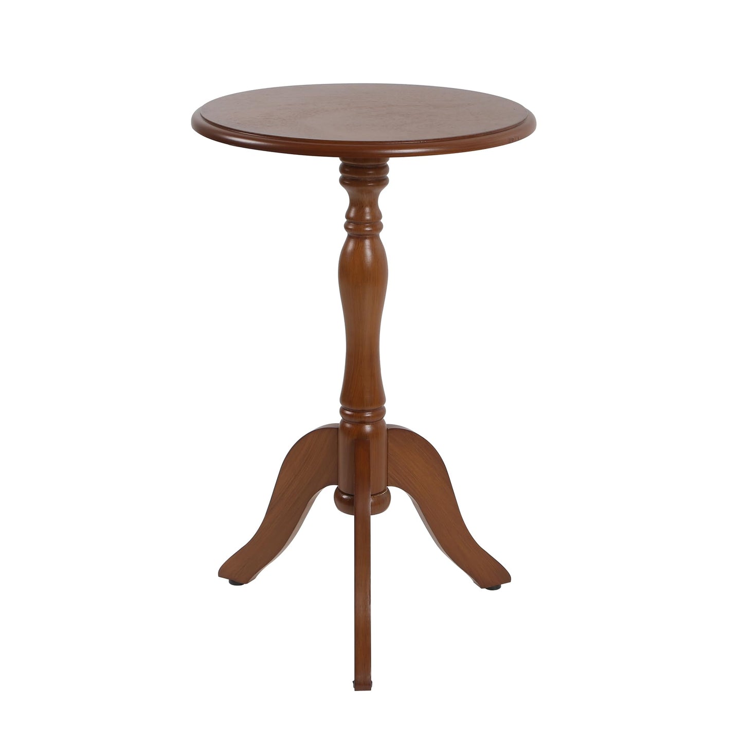 HLR Round Small End Table, Wooden Pedestal Side Coffee Tables, Vintage Accent Nightstand for Living Room, Bedroom, Entryway (1, Walnut)