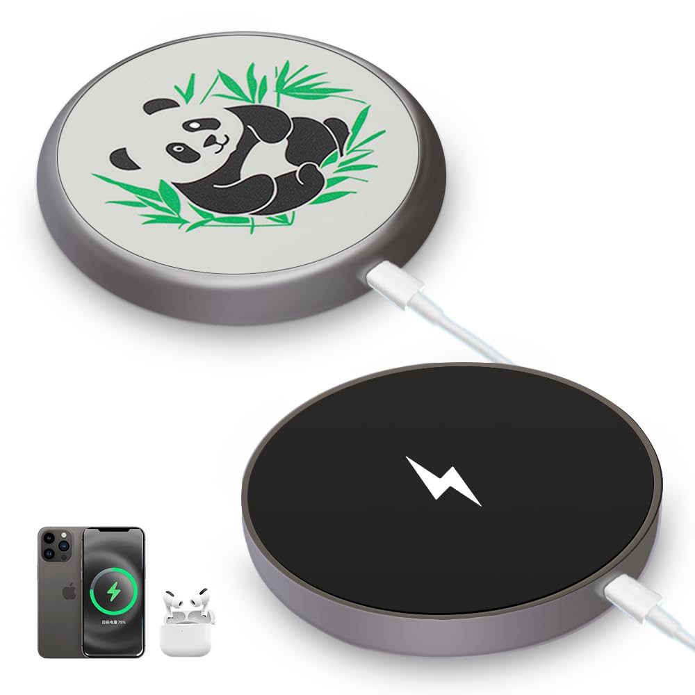 Metal Wireless Phone Charger 2 Pack, 15W Panda Magnetic Wireless Charger Pad for iPhone 17/16/15/14/13/12 Pro Max Plus and Airpods 4/3/2 Pro&Wireless Charger for Office for Nightstand for Travel