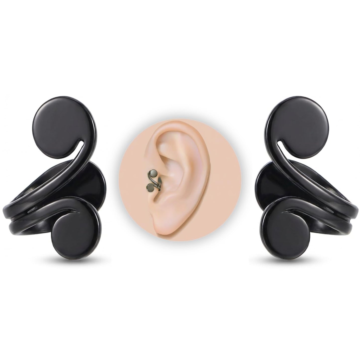 12mm Keloid Pressure Earrings for Women and Men | Clip on Compression Earring for Swelling Keloids | Acupressure Earrings for Her (Acupressure Black)