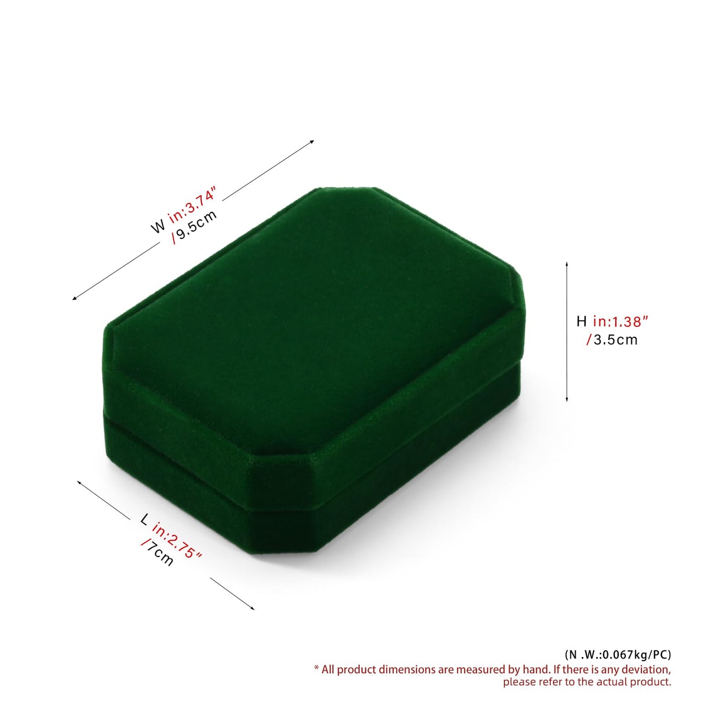 Woodten Green Small Necklace Box Velvet Jewelry Gift Box for Pendant Necklace Octagonal Jewelry Pendant Gift Box