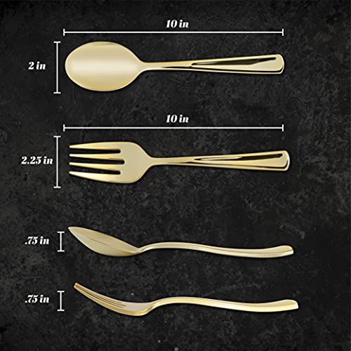 Plasticpro Disposable Plastic Gold Serving Utensils 6 Forks & 6 Spoons Durable Heavy Duty Premium Serving Utensils Gold 6 Sets - color: Gold