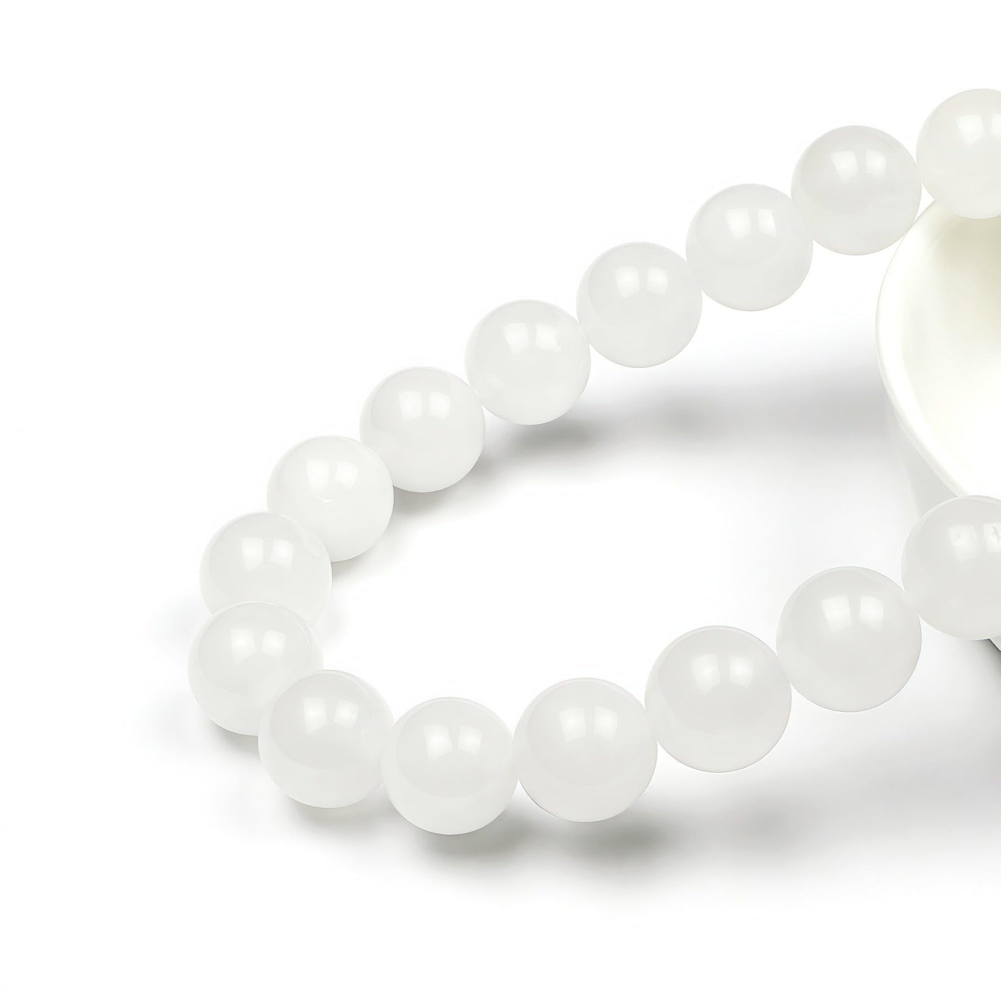 MJDCB Beads for Energy Bracelets Yoga Bracelet DIY Bracelet Natural Stone Beads White Jade 38 Pieces, 10mm