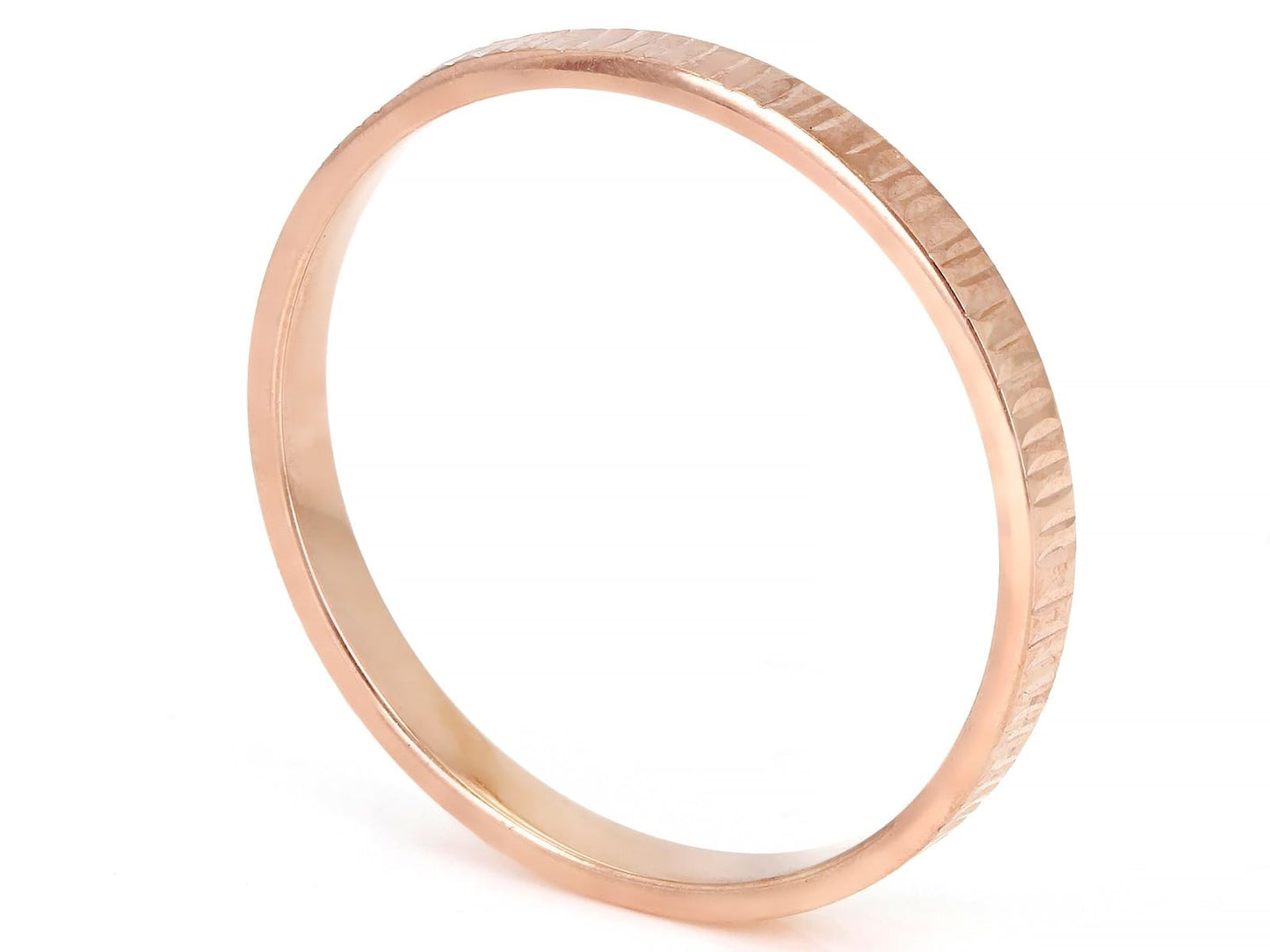 JTV 10K Gold 2 mm Textured Band Ring - Unisex Wedding Band - Elegant, Durable, & Comfortable for Everyday Wear, Anniversary, or Gift - (Rose Gold, 11)