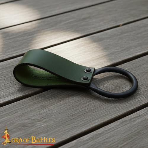 Lord of Battles Medieval Genuine Leather Axe Frog | Axe Holster with Belt Loop | Waist Holder for Axes, Tools - color: Green