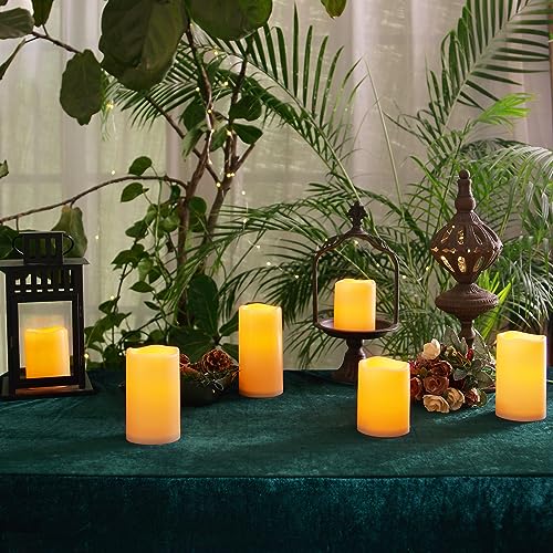 Homemory 9 Pack Flameless Candles, Outdoor Waterproof, Battery Operated LED Pillar Candles with Remote Control and Timer, Plastic, Long Lasting - size: Set of 9