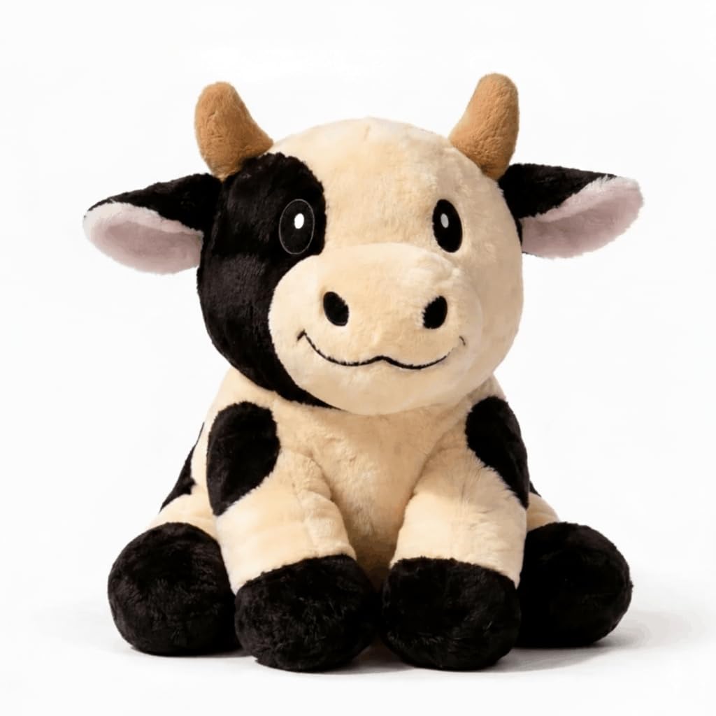 Brease Weighted Stuffed Animal - Black White Holstein Cow 25", 5 lbs, Weighted Plush