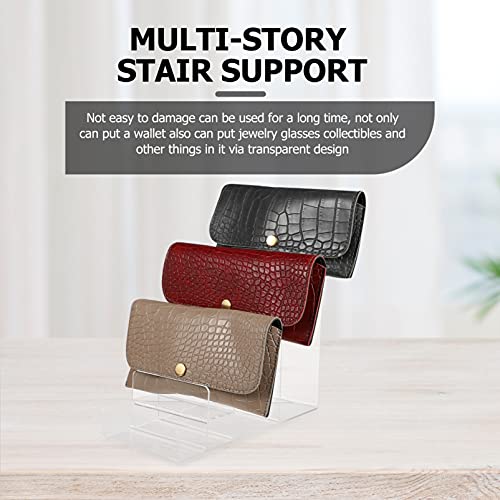 DOITOOL 2Pack 6- Tier Acrylic Wallet Display Stand Holder, Clear Handbag Purse Display Stand Jewelry Display Riser Purse Handbag Organizer