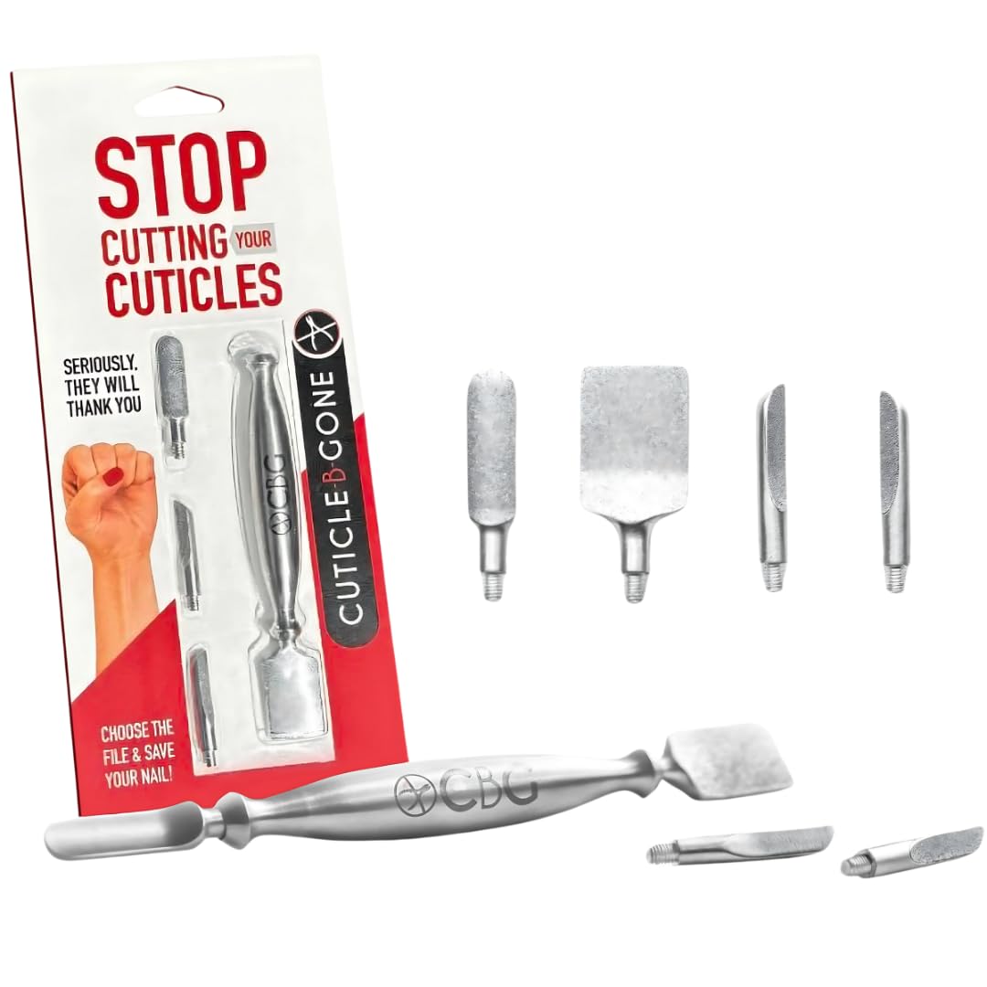 Cuticle-B-Gone Nail Care & Cuticle Remover Tool with Interchangeable Attachments, At Home or Travel Ready, Gentle Cuticle & Hangnail Grooming for Finger Nails & Toe Nails