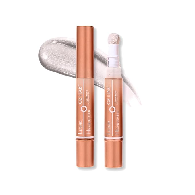 Angelo Glow Liquid Highlighter Wand Silver – Buildable Illuminating Makeup Stick for Face and Body – Radiant Finish – 6ML/0.21FL.OZ，PACK OF 1