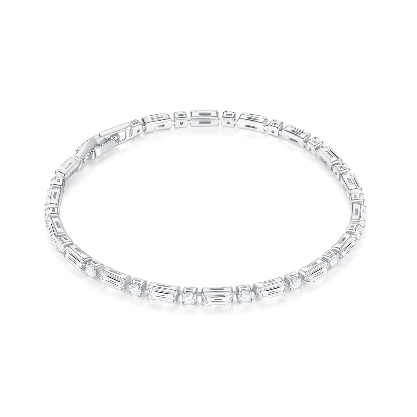 MINDDHA Tennis Bracelets| 2.5mm Cubic Zirconia Tennis Bracelets for Women | Silver Color |Mix-cut Round Square Shape| Size 7.5 Inch