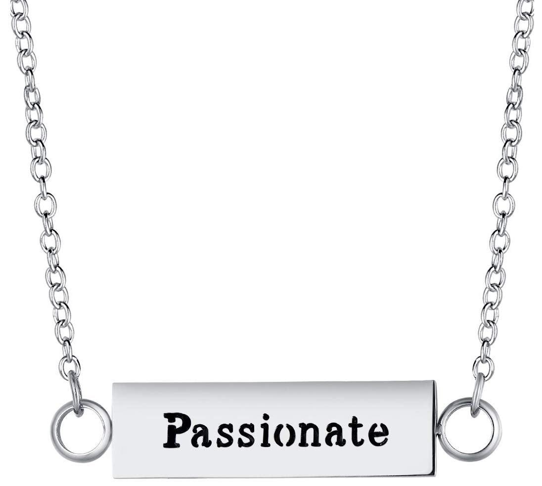 Wild Essentials "Passionate" Essential Oil Diffuser Bar Necklace Gift Set - Includes Aromatherapy Pendant, 24" Stainless Steel Chain, 12 Color Refill Pads