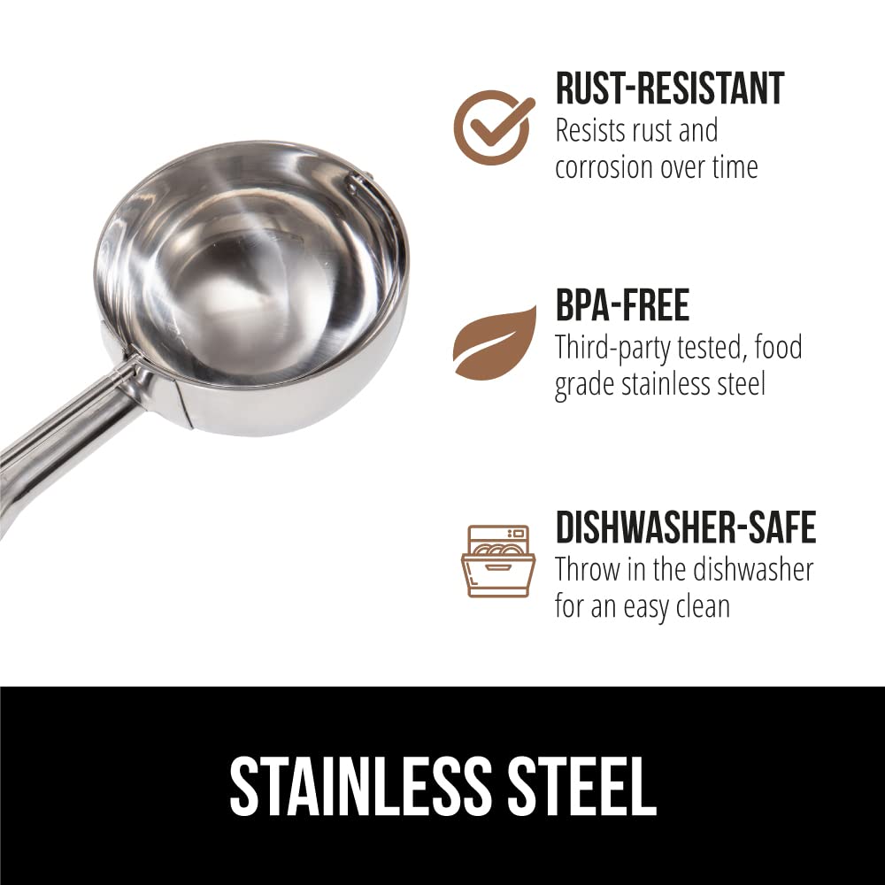 GORILLA GRIP BPA-Free 304 Stainless Steel Cookie Scoop, 1 TBSP Scooper #60, Soft Grip Handle, Easy Food Release, Create Even Portions, Multipurpose Kitchen Melon Baller, Meatball Spring Scoops, Mint