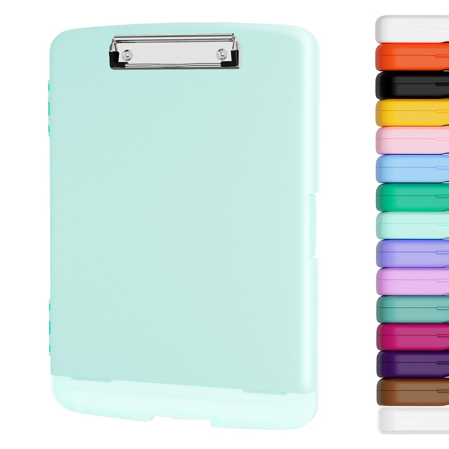 Piasoenc Clipboard with Storage, 8.5 x 11 Organization Box with Pen Holder and A4 Legal Paper Folder, Folio & Side-Opening, Low Profile Clip,for Nurses,Teachers, Size 14 x 9.6 x 1.2 in, Blue