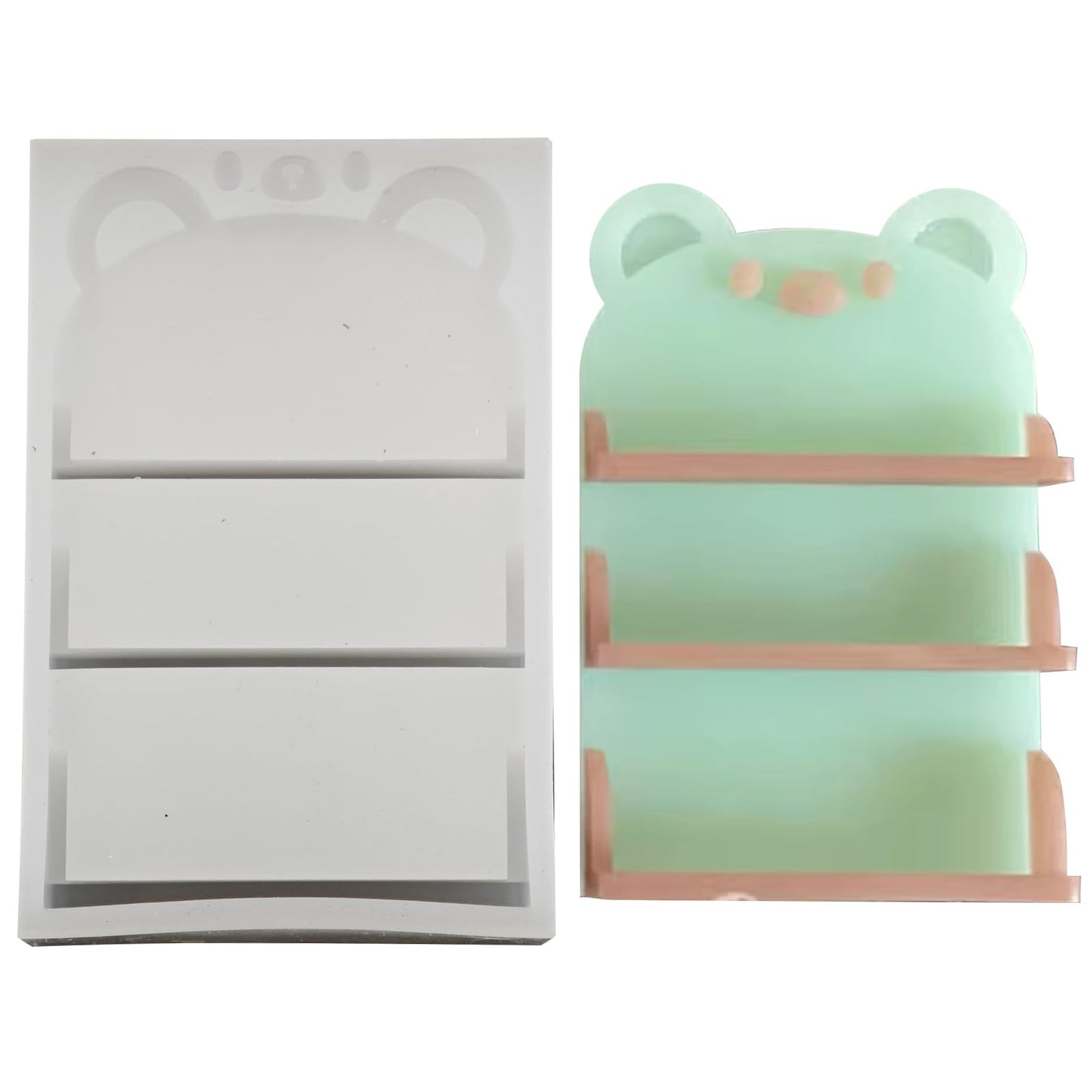 Mini Bear Display Shelf Shape Resin Silicone Molds 3D Simulation Bookshelf Epoxy Casting Molds for DIY Micro Resin Dollhouse Kitchen Tiny Things Display Decor