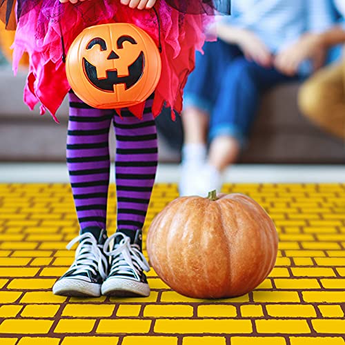 Chuangdi 3 Pieces 4.5 x 9 Feet Yellow Brick Costume Wizard Backdrop Princess Decorations Decal Wall Backdrop Brick Wallpaper for Halloween Wizard Princess Cosplay Decorations Supplies