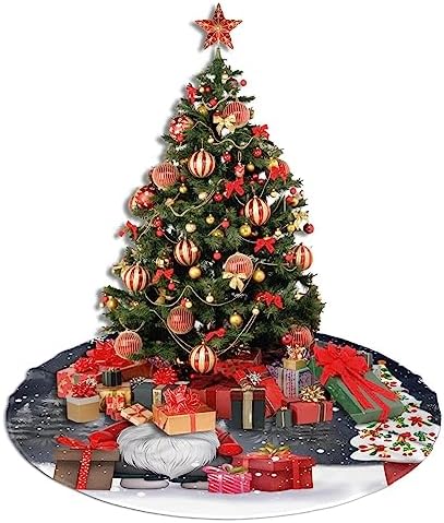 Christmas Gnome Christmas Trees Skirts 30", Xmas Gifts Candle Xmas Tree Cloth Mats for Holiday Party Decor Gift, Festival, Home Decoration