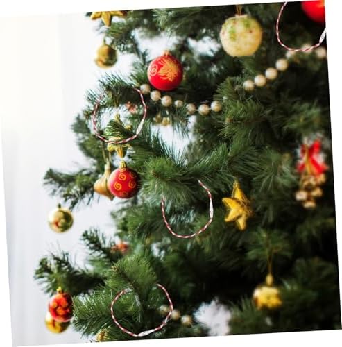 Holibanna 500pcs Locking Ornament Hooks Rustic Cotton Ropes Snap-Lock Fasteners Christmas Tree Decoration Hangers Ornament Hanging Ribbon
