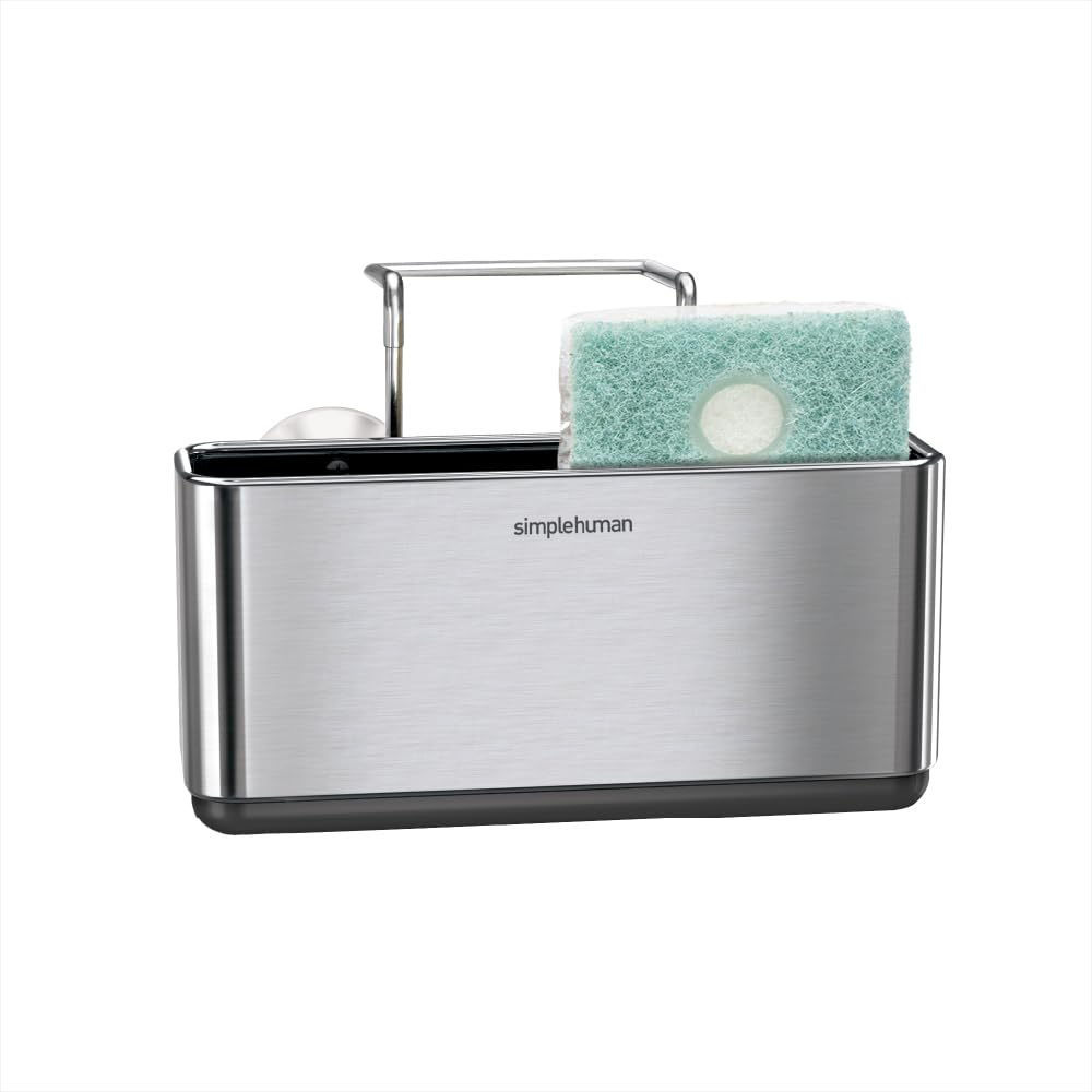 simplehuman Slim Sink Caddy Sponge Holder, Brushed Stainless Steel, Silver