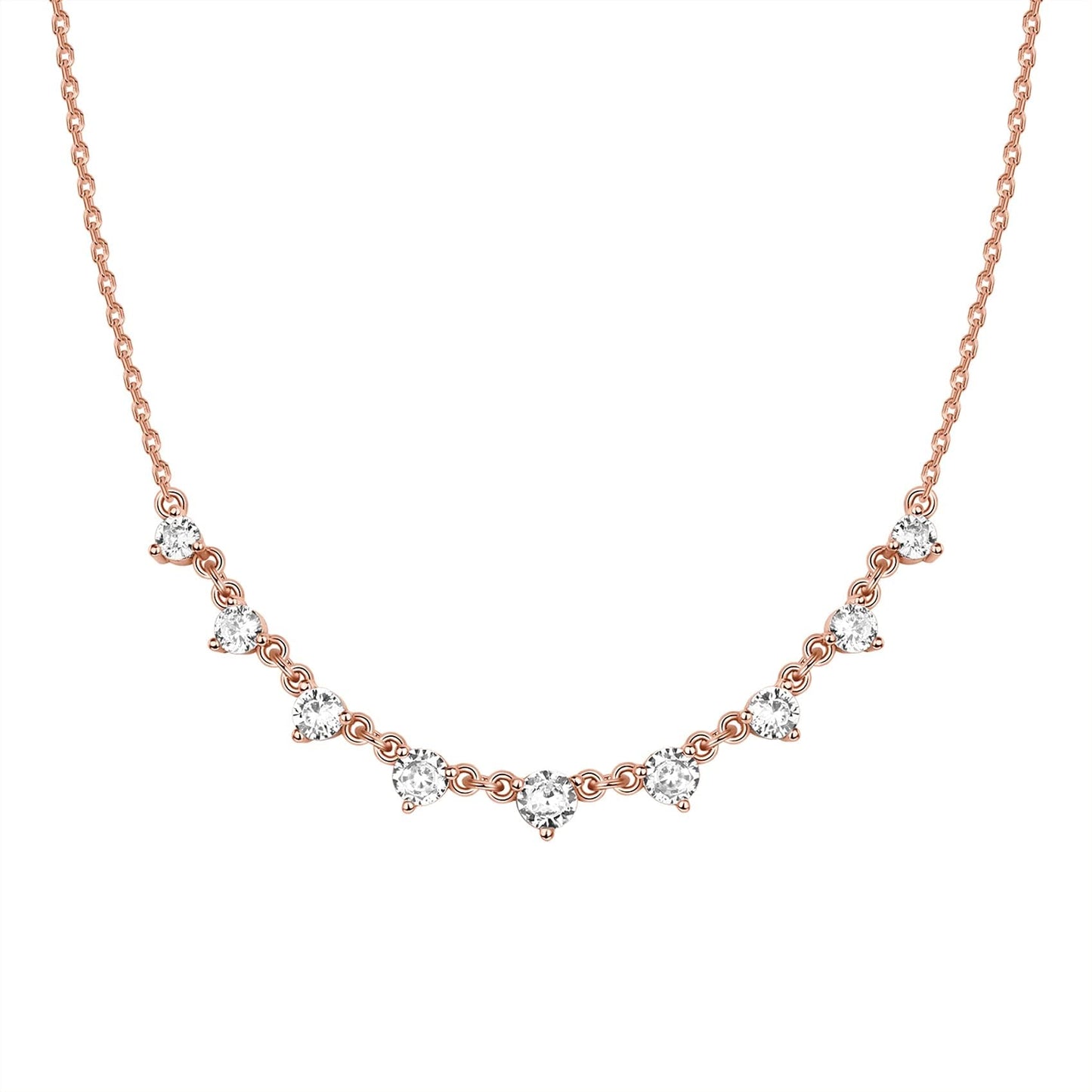 PAVOI 14K Rose Gold Plated Link CZ Necklace | Chain Necklaces For Women | Stacking Necklaces For Women