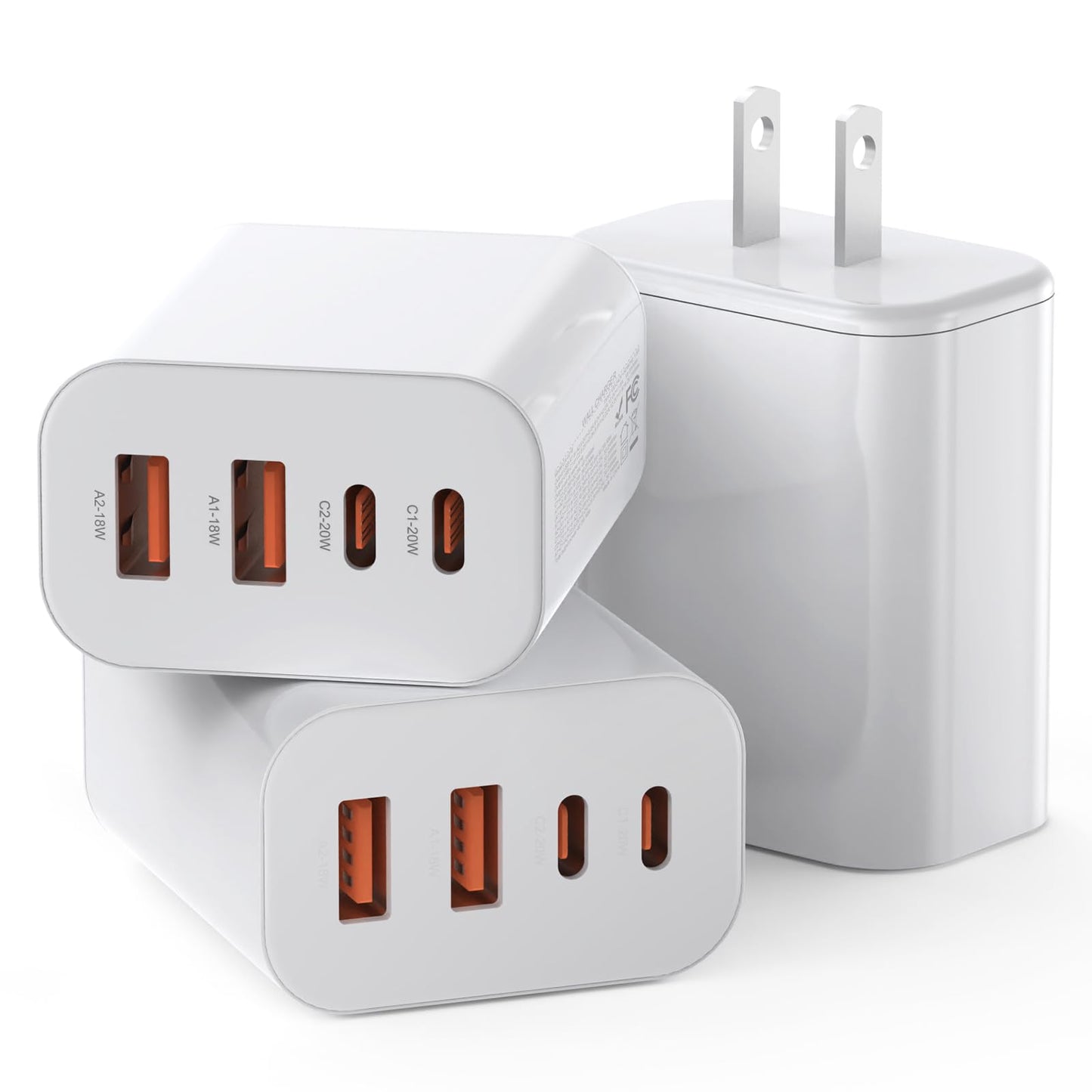 USB C Charger Block,40W USB C Charger Cube,3 Pack Type C Chargers Block,Fast Charging Plug Dual Port PD+QC Charging Cube for iPhone 16 15 14 13 12 11 Pro Max XS,iPad, Samsung Phone,Tablet