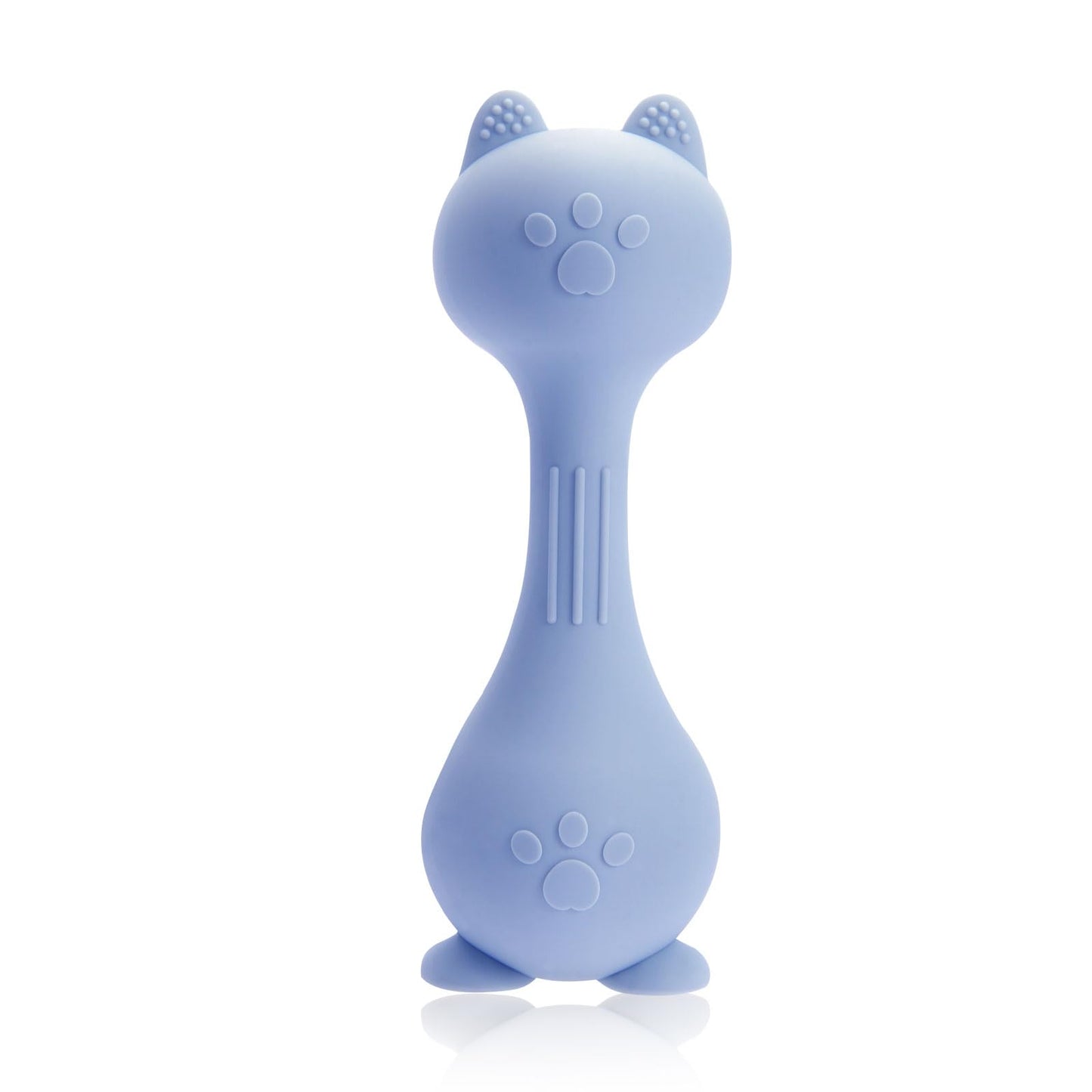 Baby Rattle Teething Toys Cat Silicone Teether Rattles for Baby 0-12 Months Food Grade Silicone (Blue)