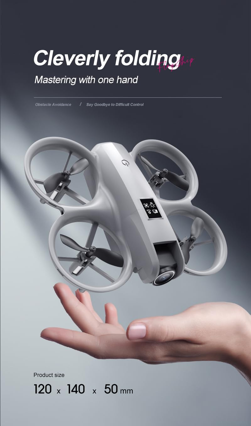 Little Pilot X18 RC Toy Drone with Dual Cameras, Propeller Guards, One-Key Takeoff/Landing, Intelligent Obstacle Avoidance, 3D Flips, Hovering, LED Lights,Batteries, Dual Control via Remote & App，Flight First Lesson XI8 Mini Quadcopter RC Drone Lets the