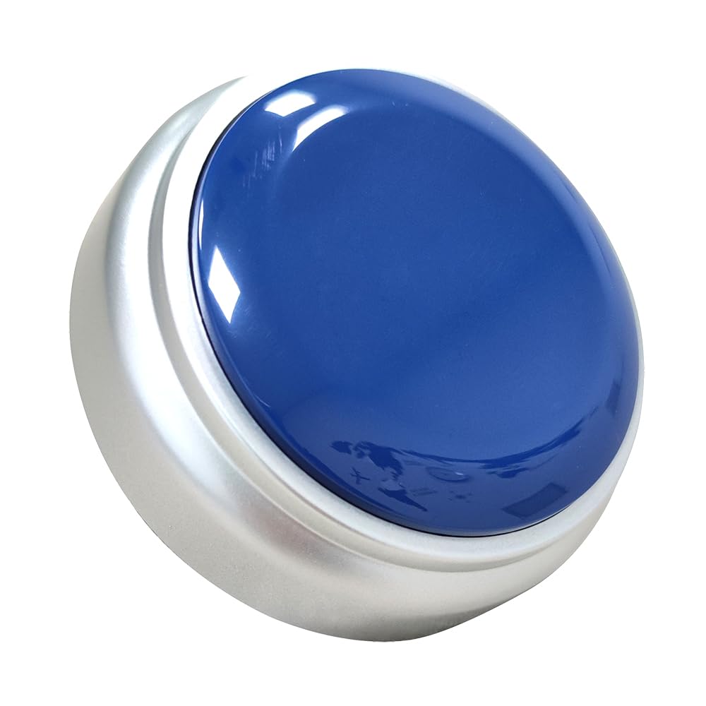 NESIGHTION Talking Buttons,Voice Recorder Button,30 Second Recording,Talking Buttons,Record Sound Button for Gift Education, Easy Button,Funny Office Gift,Interesting ButtonsIncludes (Blue+Silver)