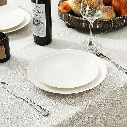Chassic 60 x 120 inches Farmhouse Style Linen tablecloths, Wrinkle Resistant Washable Dining Room Table Cloths for 8 Foot Rectangle Tables - Beige - color: Beige, size: 120" x 60" (Rectangular)